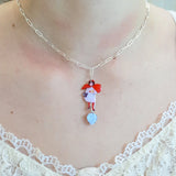 Little Red Silver Pendant Necklace